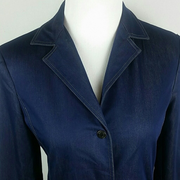 EXPRESS l Stretch Lightweight Denim Topstitch Coat - Picture 6 of 7